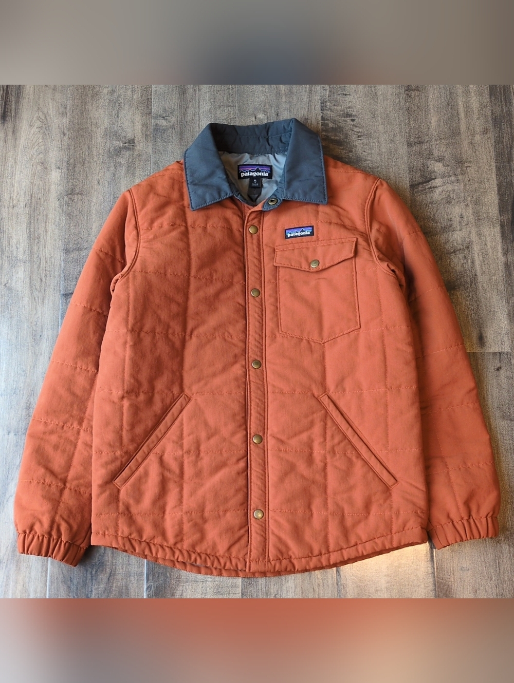 Patagonia Boys XL Isthmus Quilted Shirt Jacket Orange Shacket